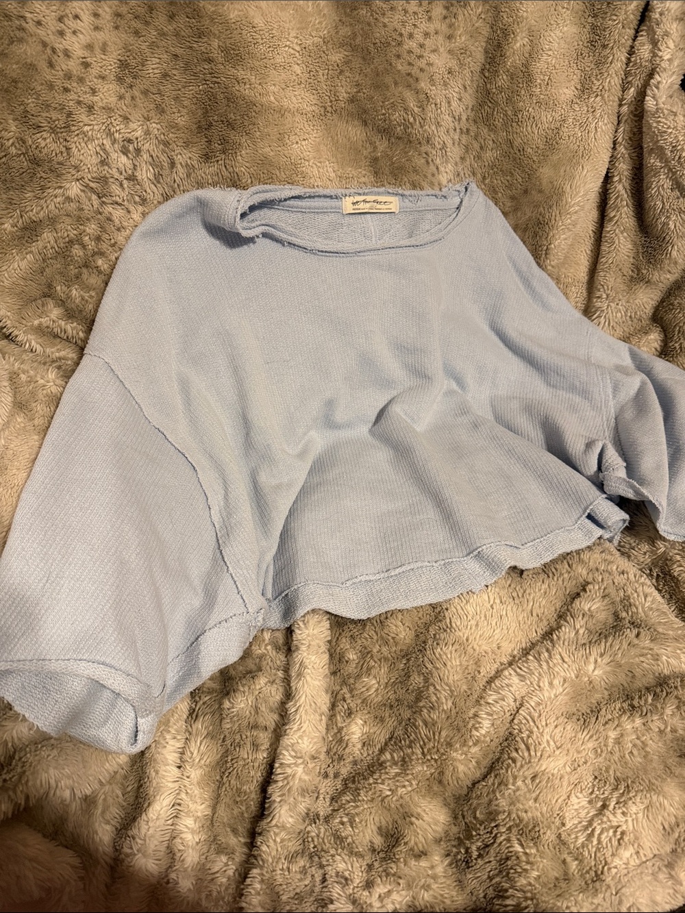 Free People Pale Blue Cropped Knit Top
